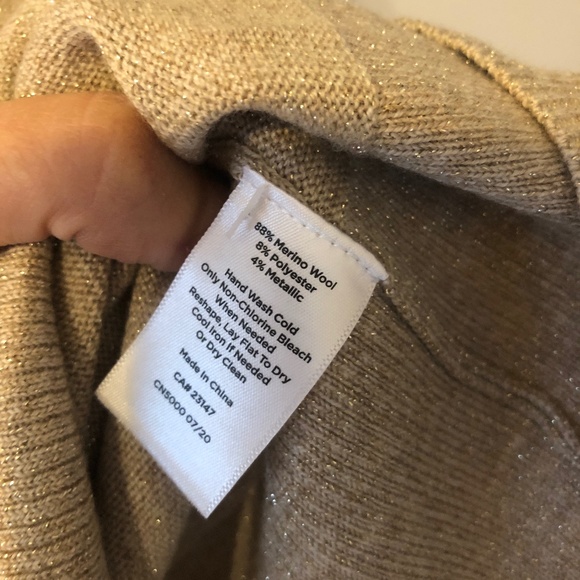 Tan mock neck sweater with simmer thread - Picture 6 of 6